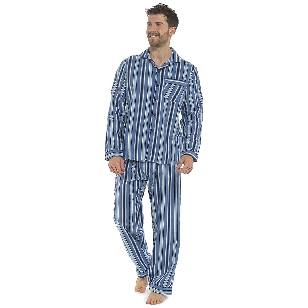 A2Z Mens Pyjama Traditional Stripe Brushed Cotton Pyjama 2 Piece Top Bottom Set