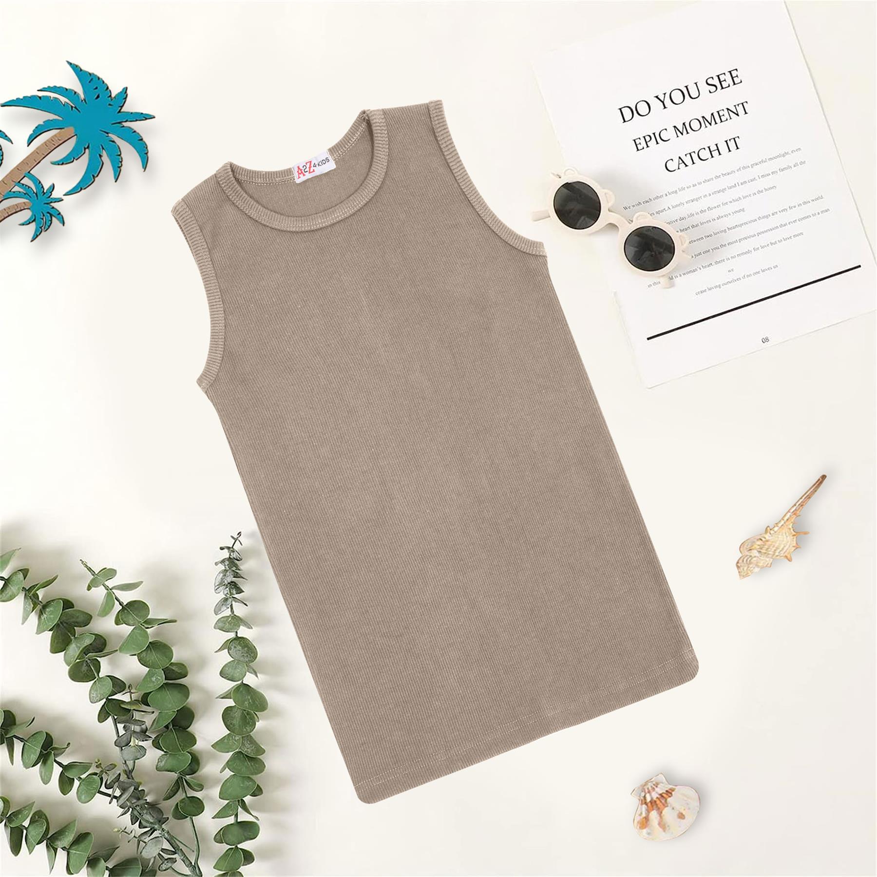 Kids Girls Boys Childrens Vest Top Tank Top Fitted 100% Rich Cotton 2-13 Years