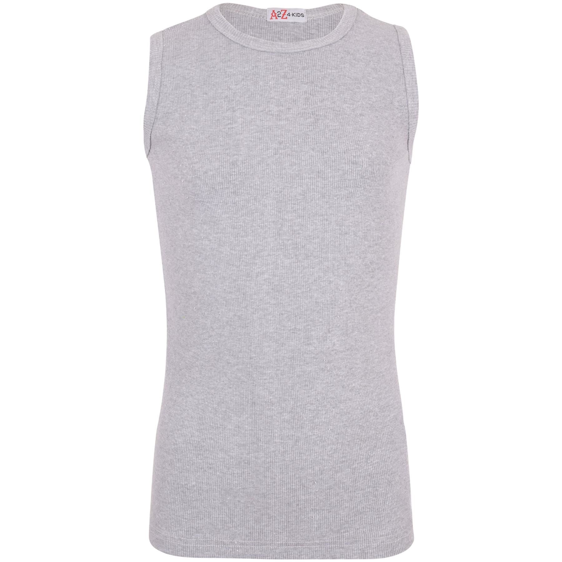 Kids Girls Boys Childrens Vest Top Tank Top Fitted 100% Rich Cotton 2-13 Years