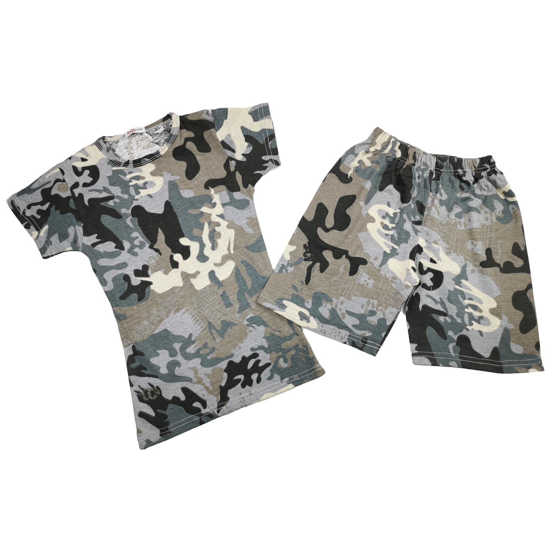 A2Z 4 Kids Girls T-shirt Top Shorts Set Camouflage 100% Cotton Short 2 Piece Set