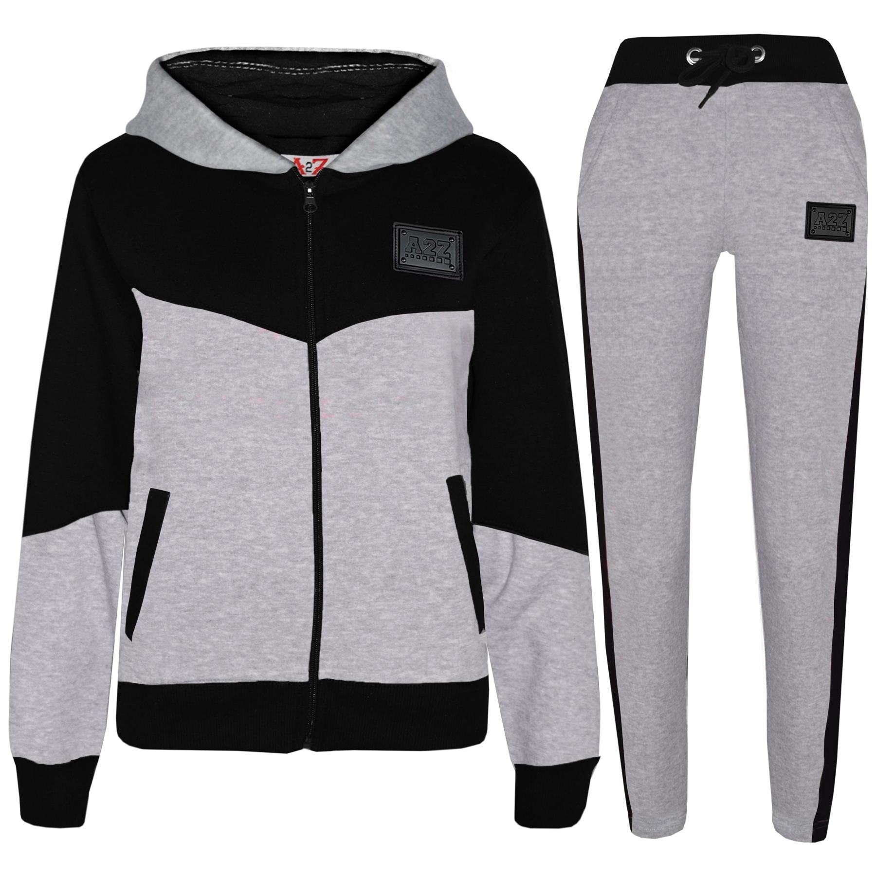 Boys Girls Tracksuit Fleece Hoodie Top Joggers Bottom Suit Set Age 2-13 years