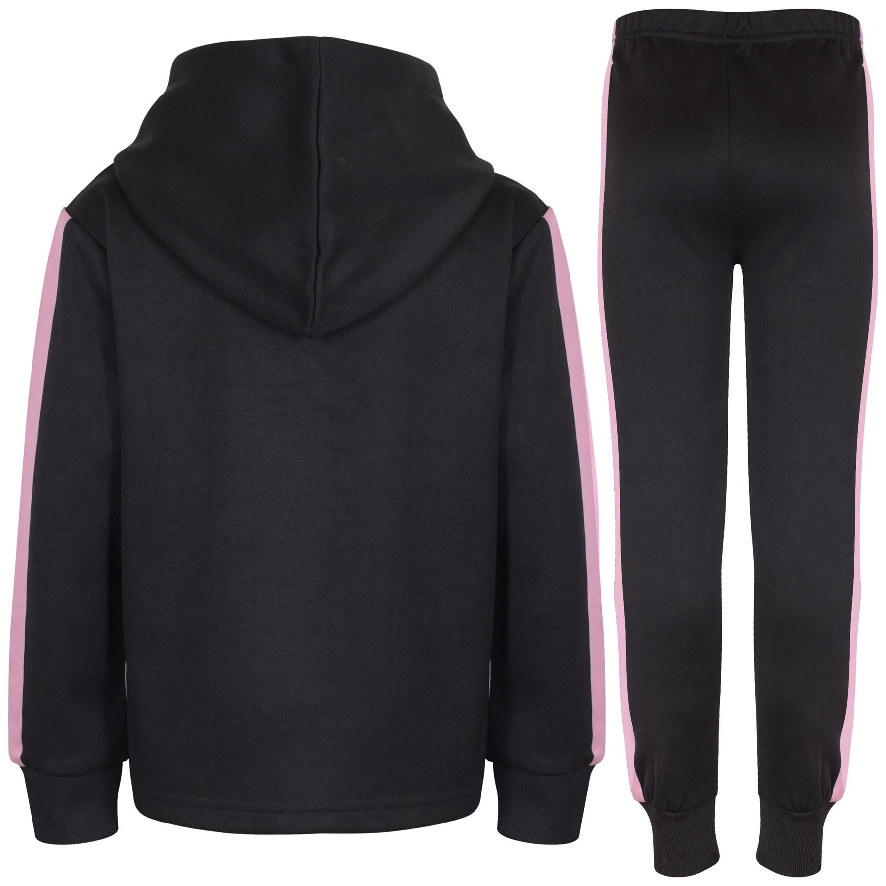 Girls Baby Pink Print Cropped Hooded Tracksuit