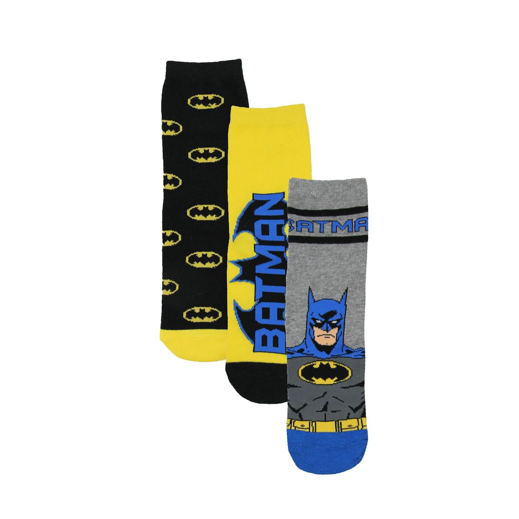 Kids 3 Pack Boys Socks Batman Ankle Socks Officially Licensed Soft Footwear Sock