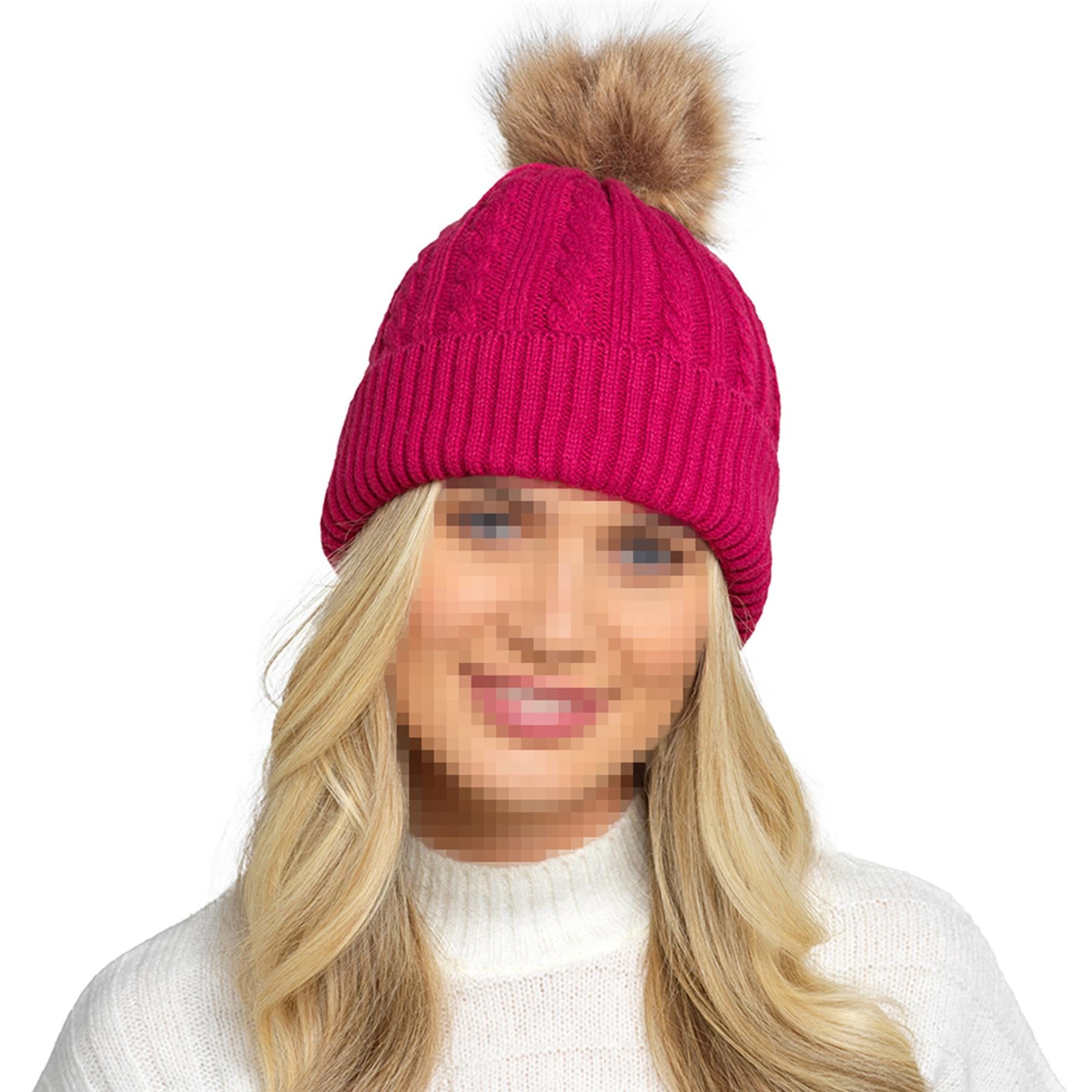 A2Z Ladies Hats Cable Knit Bobble Beanie Faux Fur Pom Pom Winter Warm Cozy Caps