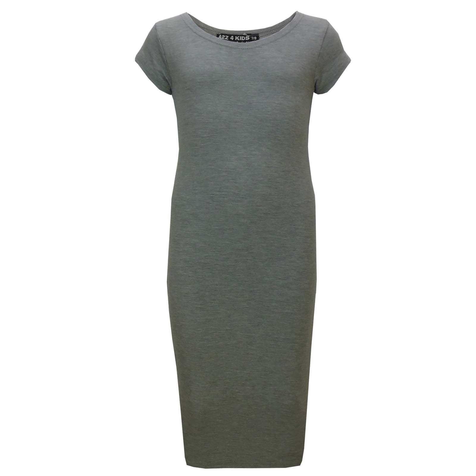 A2Z 4 Kids Girls Bodycon Plain Midi Dress Short Sleeve Dresses Party Costume