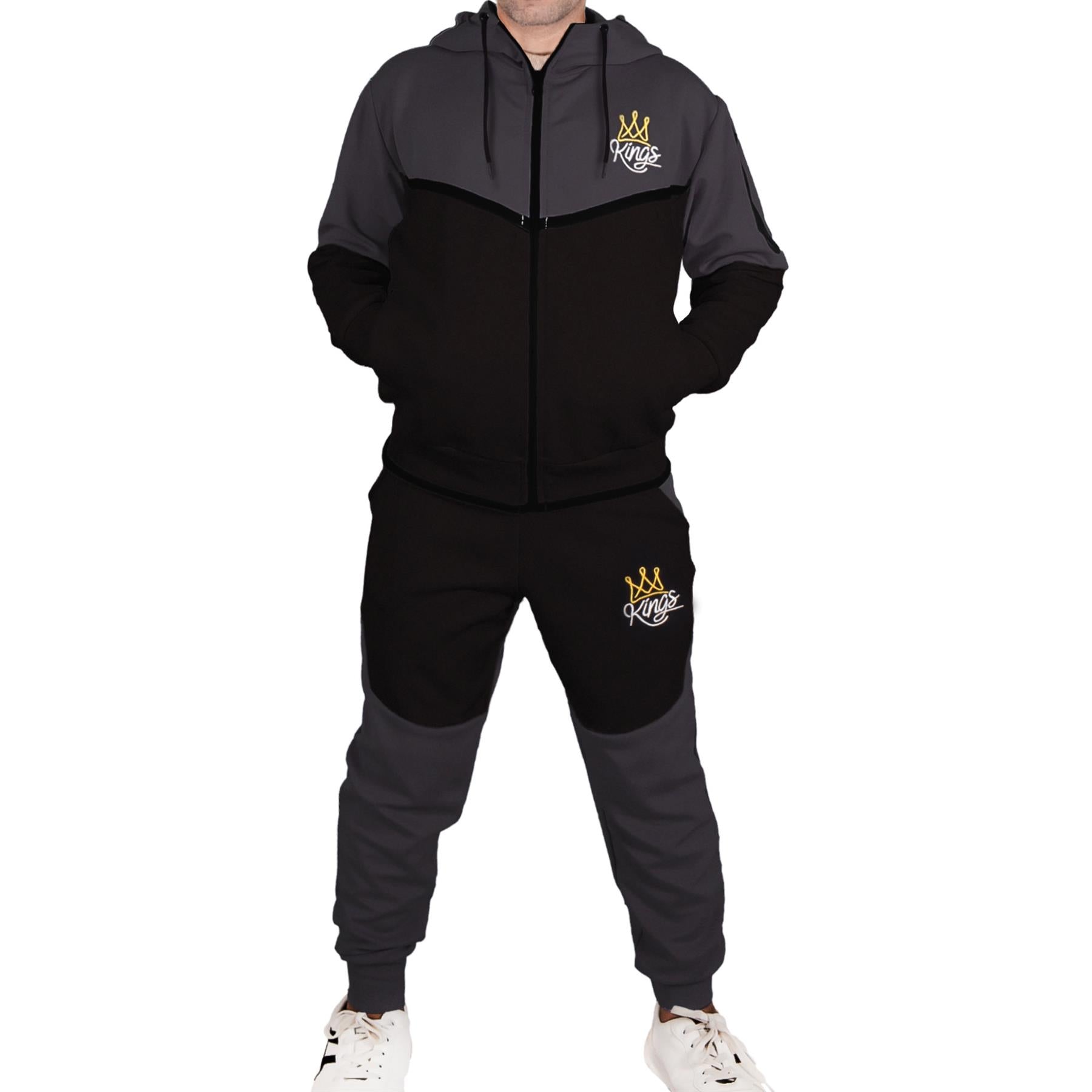 Mens Tracksuit Kings Embroidered Hoodie Bottom Jogging Suit Sportswear For Adult