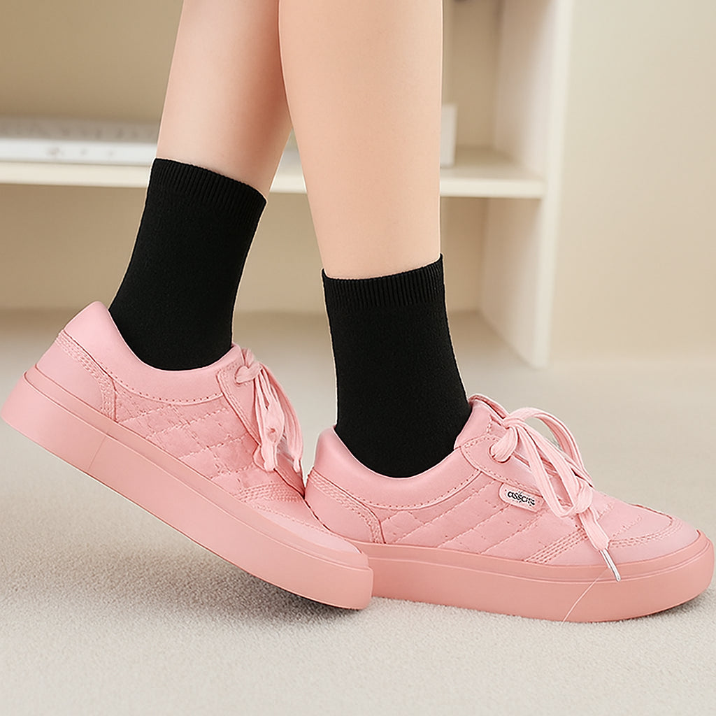 Kids Girls Socks Soft Cotton 5 Pack Contrast Heel Toe Everyday Kids Crew Socks