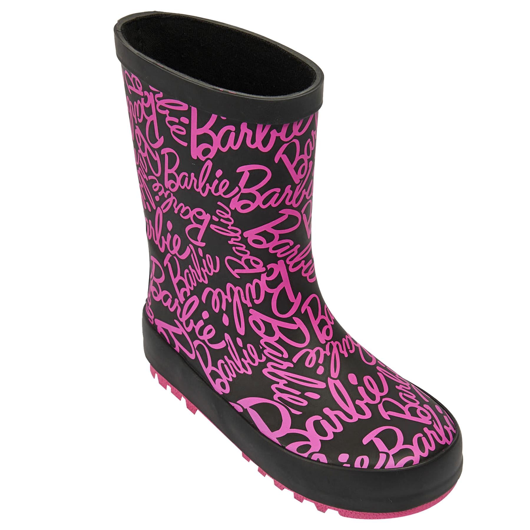 Kids Girls Barbie Slogan Rubber Welly Rain Boot Anti-Skid Wellington Snow Boots