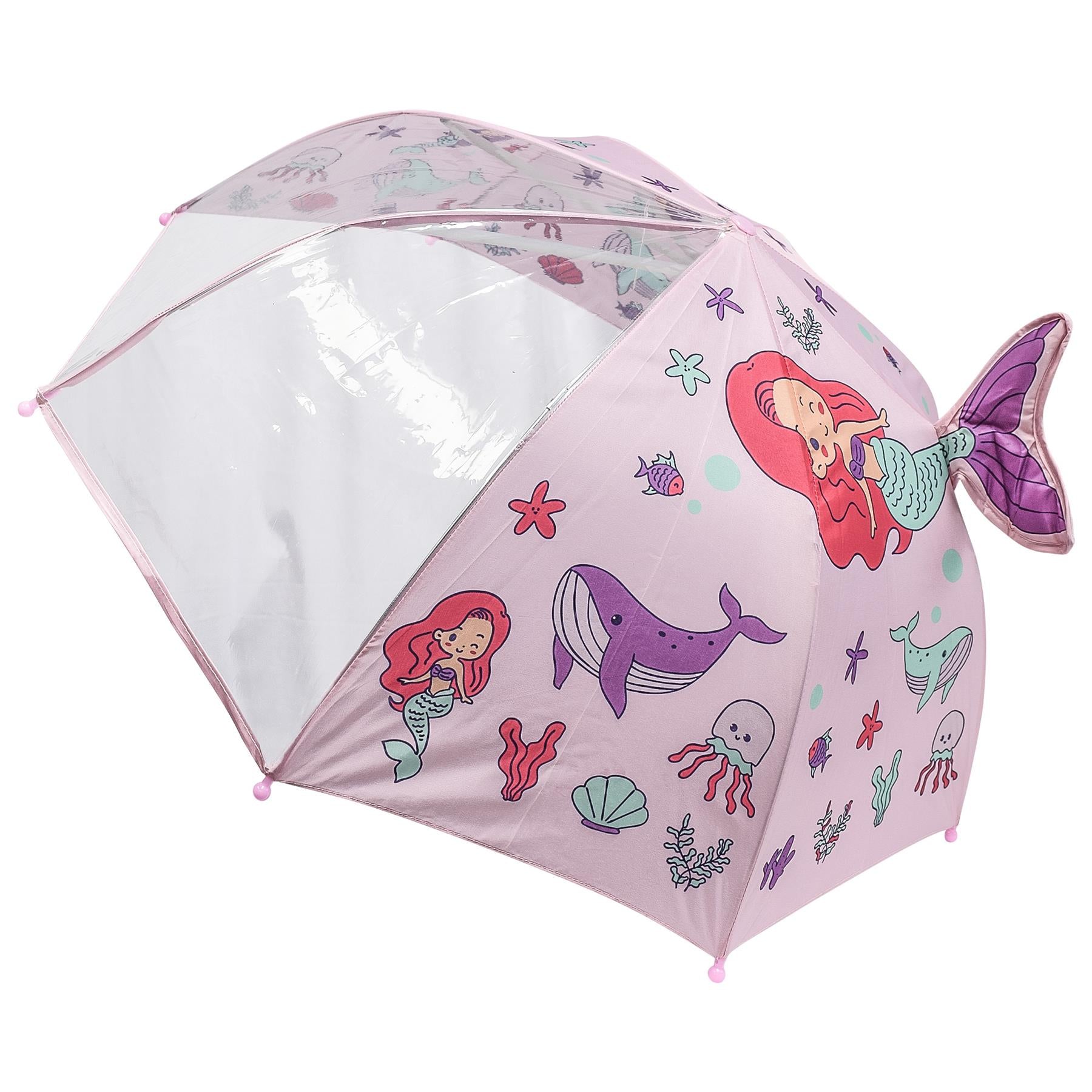 A2Z 4 Kids Girls Stick Umbrella Walking Umbrellas Waterproof Mermaid Brolly 71cm