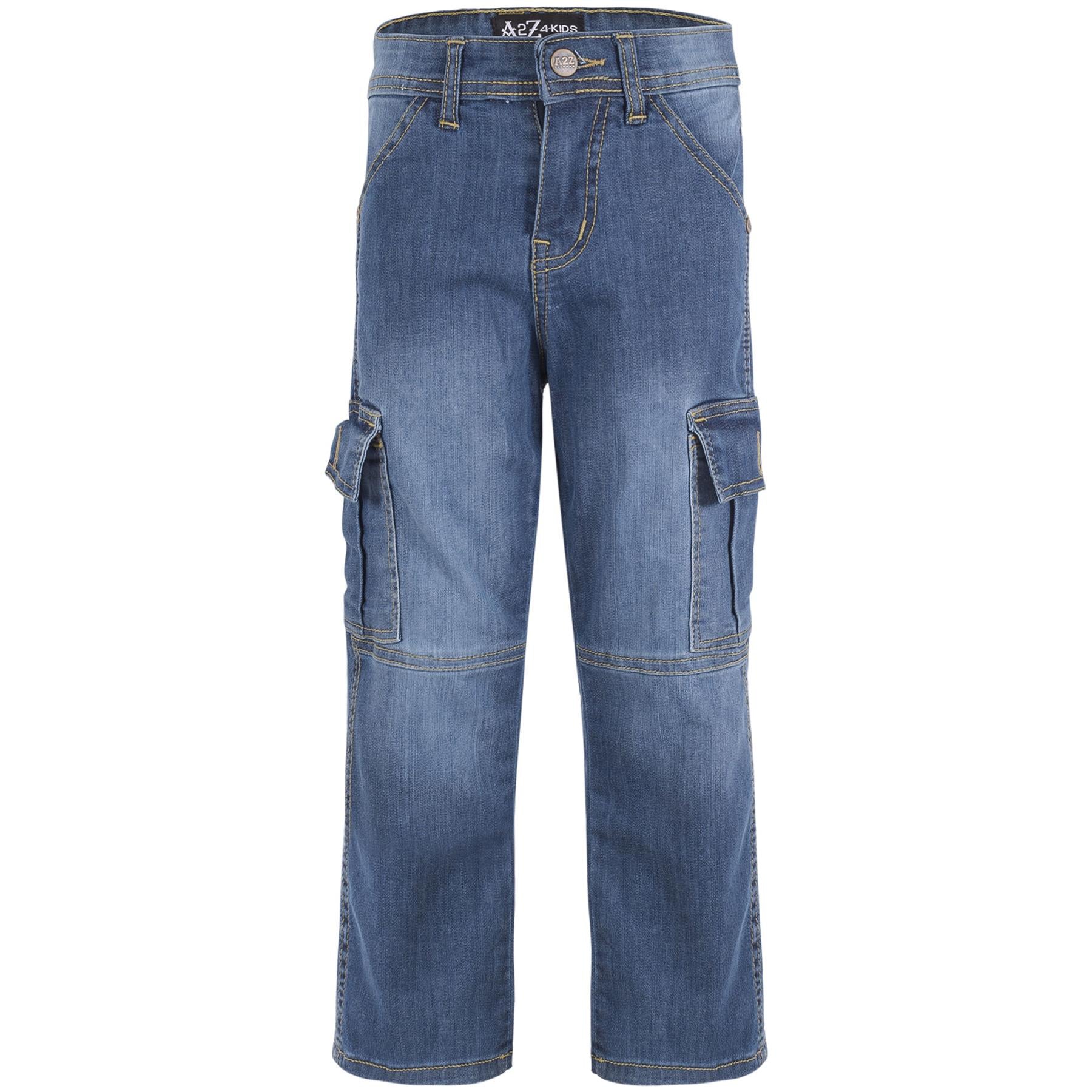 Kids Boys Cargo Denim Pant Stylish 6 Pocket Denim Jeans Stretchy Comfort Pant