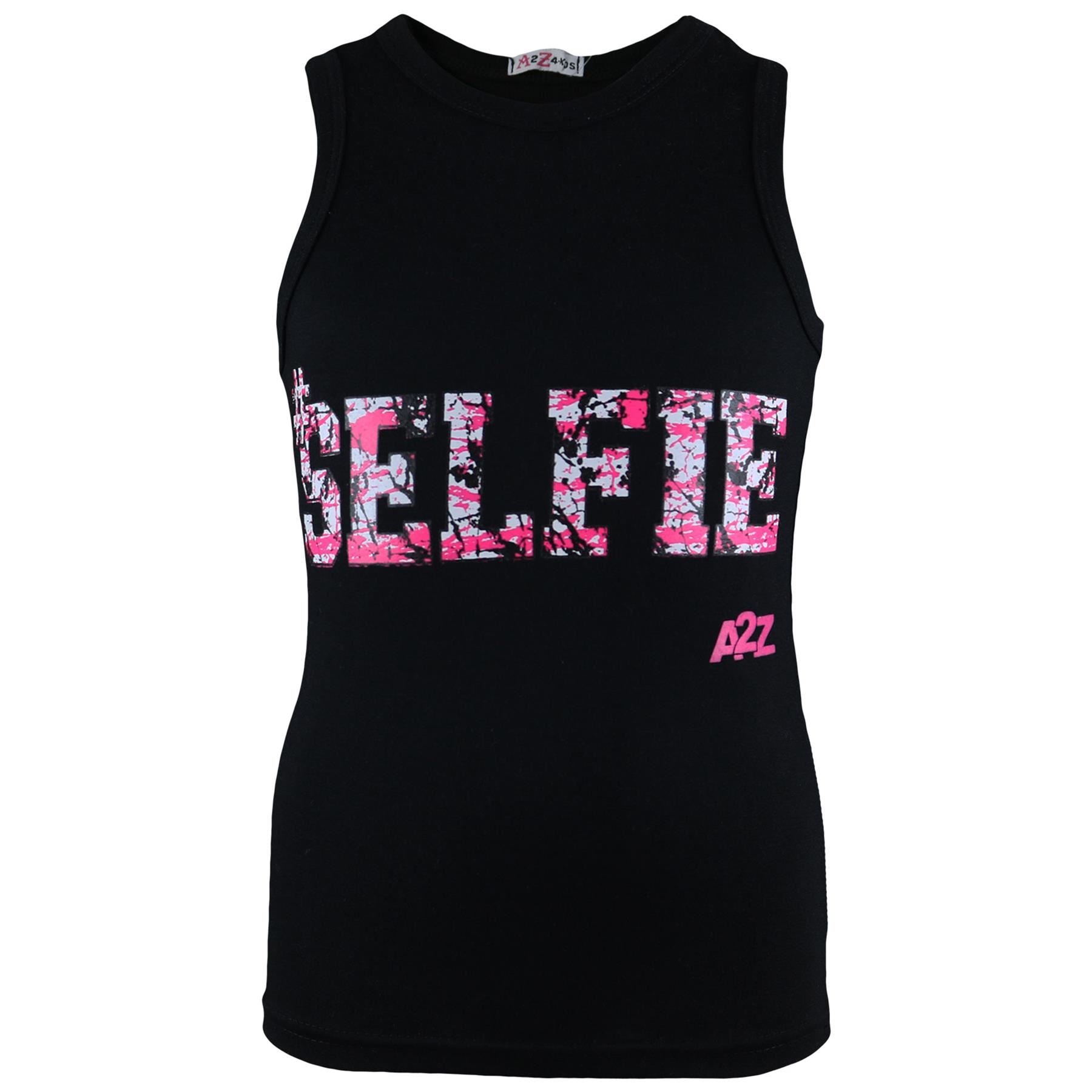 Kids Girls Selfie Splash Vest Top Trendy Fashion Tank Tops T Shirt 5-13 Years