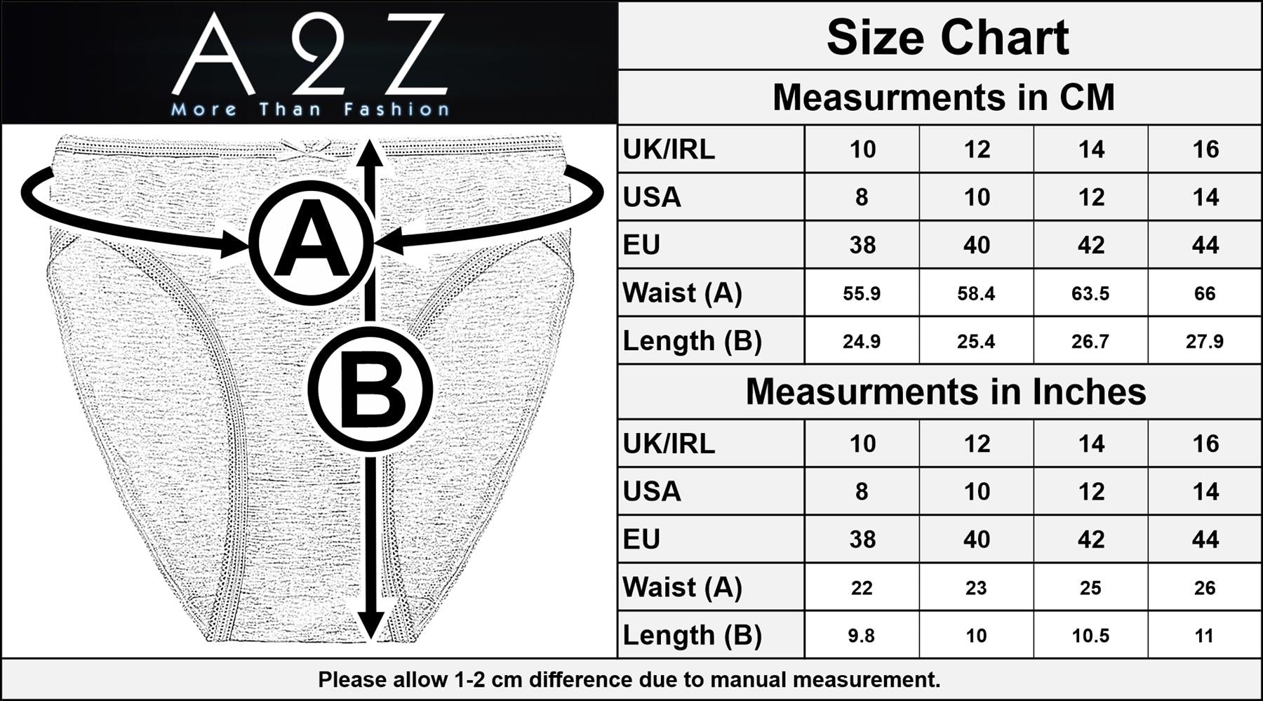 A2Z Ladies High Leg Briefs Underwear Pack Of 5 Comfortable Fit Adjustable Waist