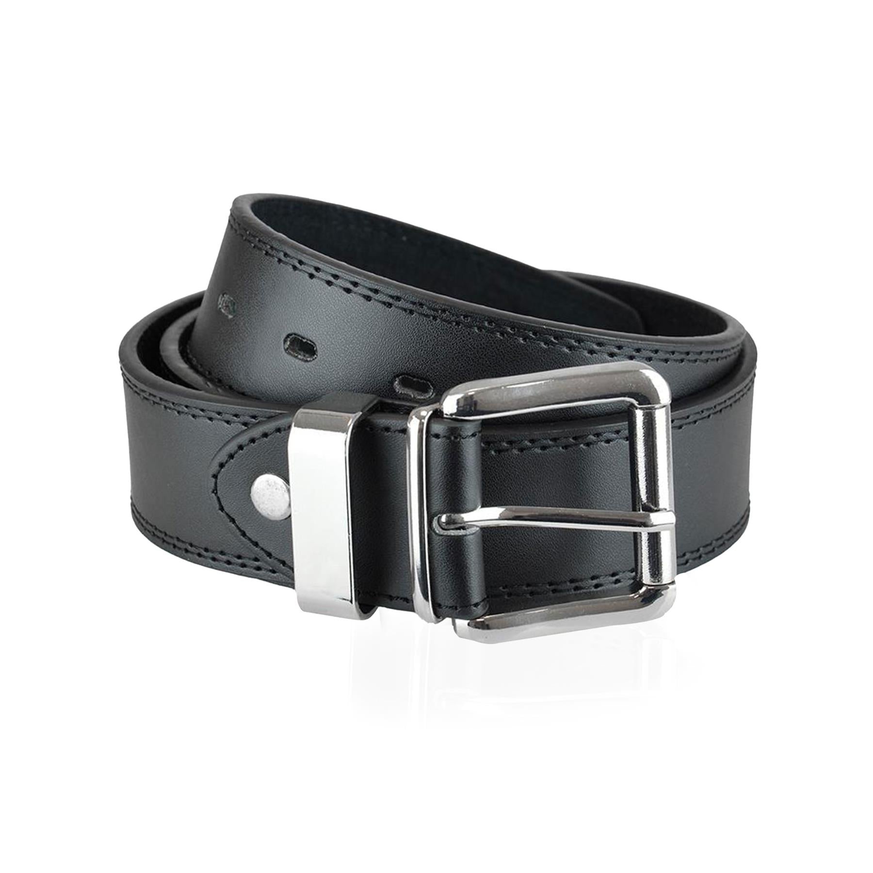 Mens Belts Alloy Pin Buckle Belt Double Stitched Leather Lined Jeans Suit Belt