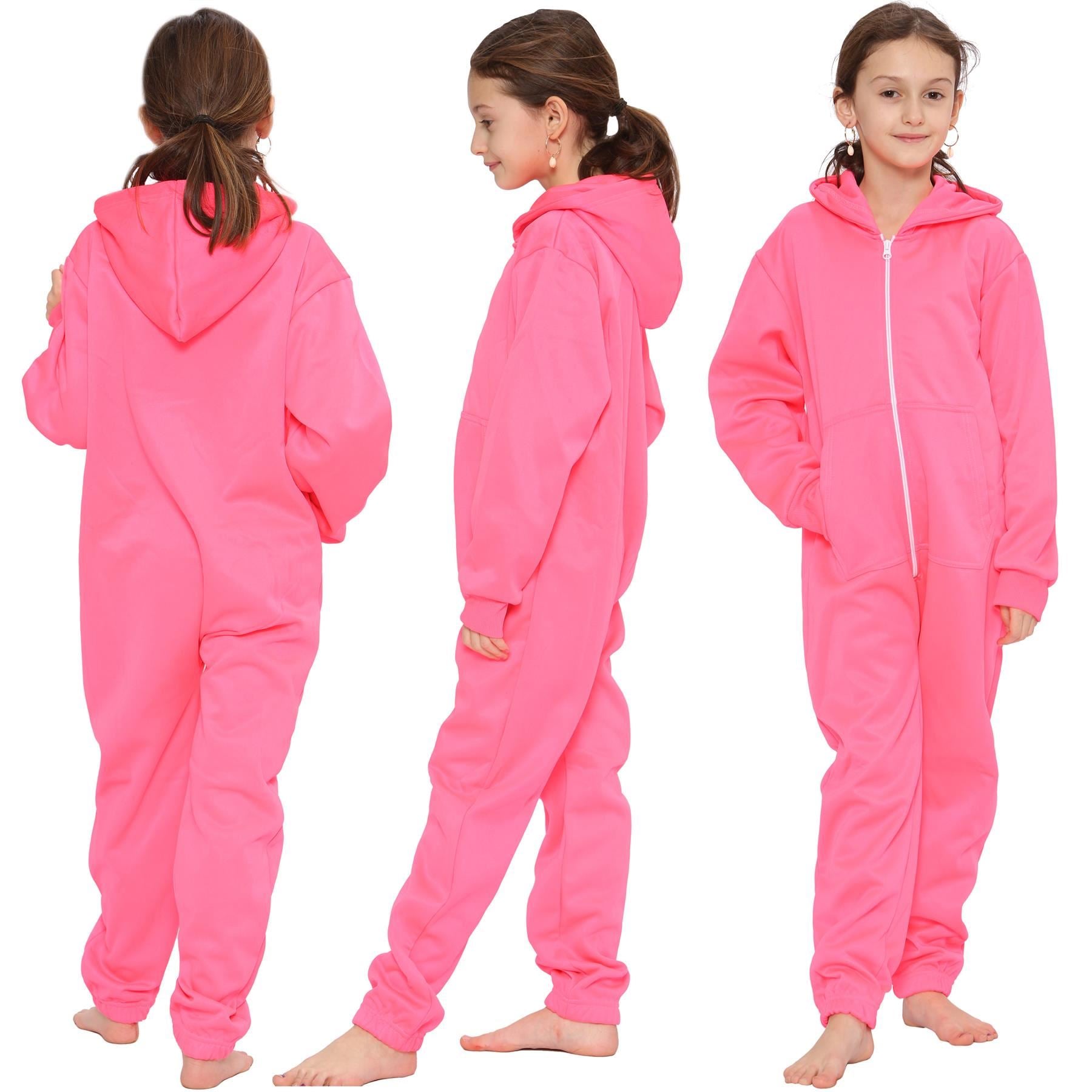 Kids Boys Girls Unisex Onesie Super Soft Fleece Hooded Zip Up Loungewear Costume