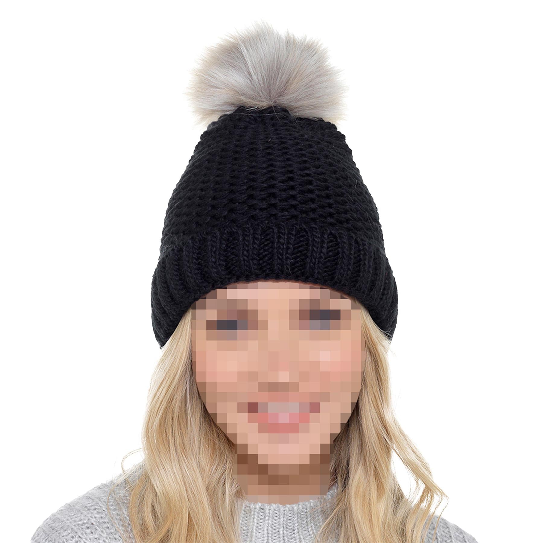 A2Z Ladies Hat Chunky Knit Beanie Bobble Pom Pom Stylish Winter Warm Cozy Hats