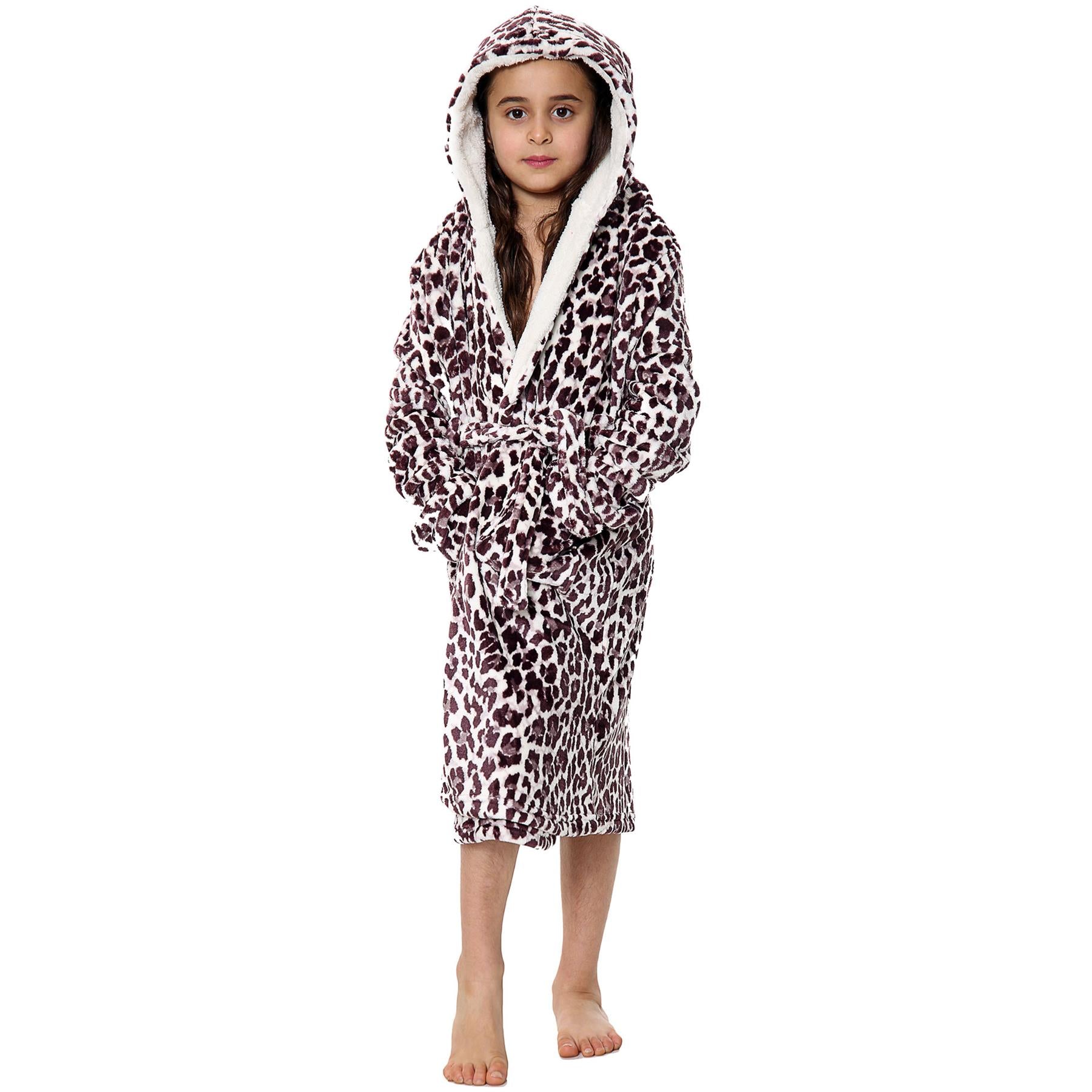 A2Z 4 Kids Soft Leopard Print Bathrobe Dressing Gown