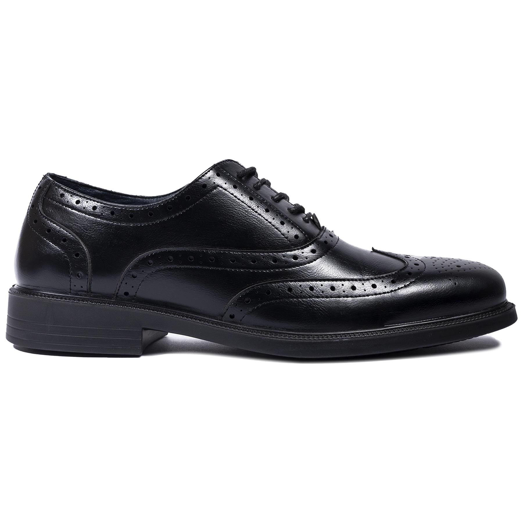 Mens PU Leather Brogue Patent Boots Lace Up Senior Boys High School Office Shoes