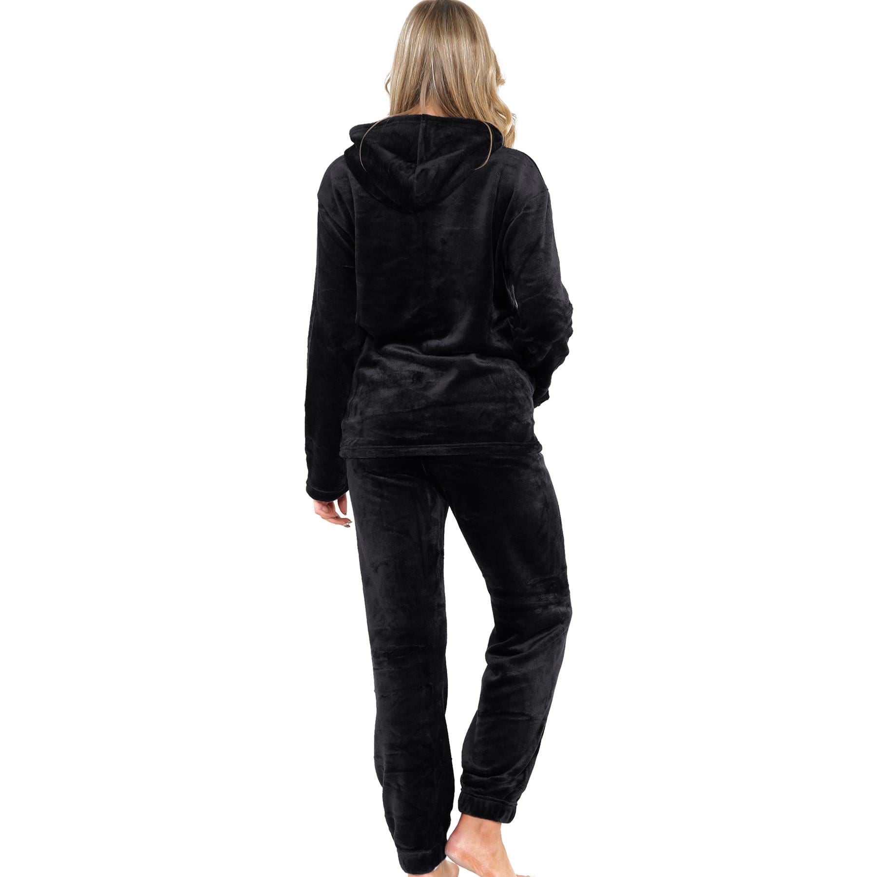 Ladies Pyjamas Soft Warm Fleece Adults Hooded Pyjamas 2 Piece Gift For Womens