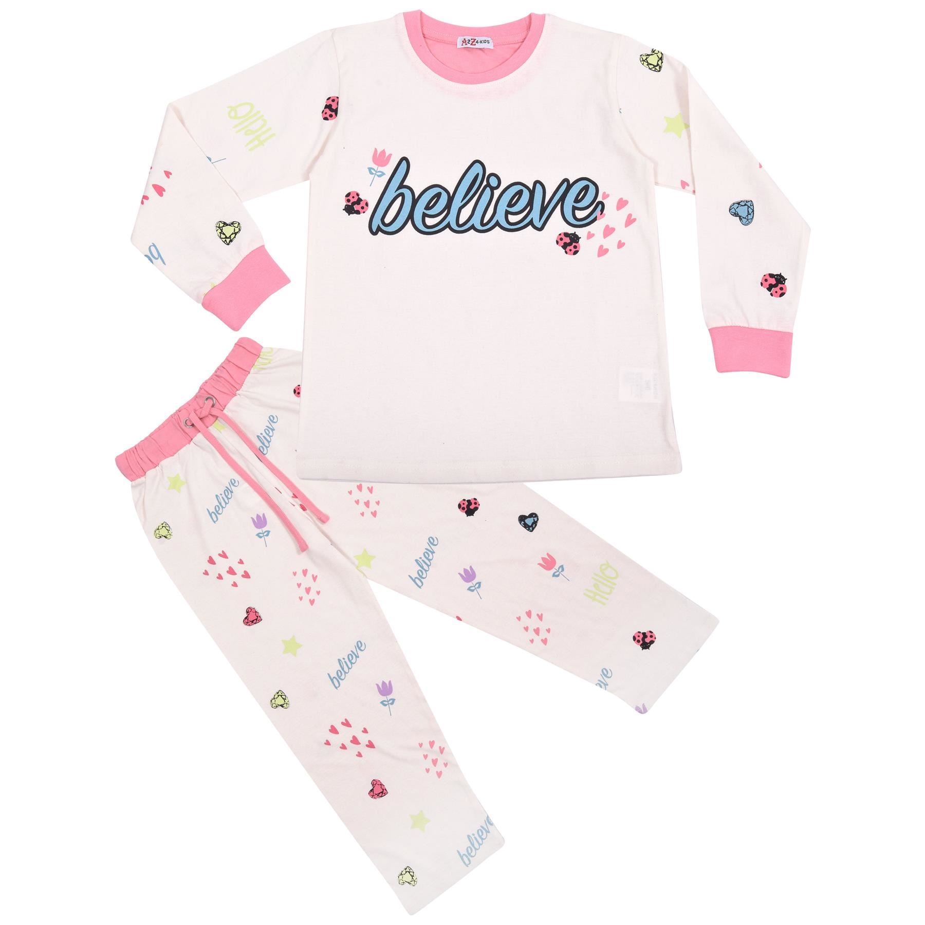 Kids Girls Good Night Print Pyjamas Set