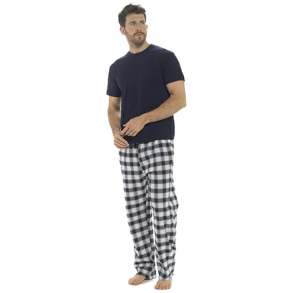 A2Z Mens Pyjama Jersey Short Sleeve T-Shirt Woven Check Pant Pyjamas 2 Piece Set