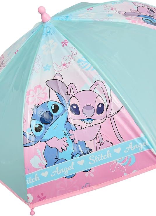 Official Licenced Disney Stitch Kids Umbrella Girls Pink and Blue Angel Design