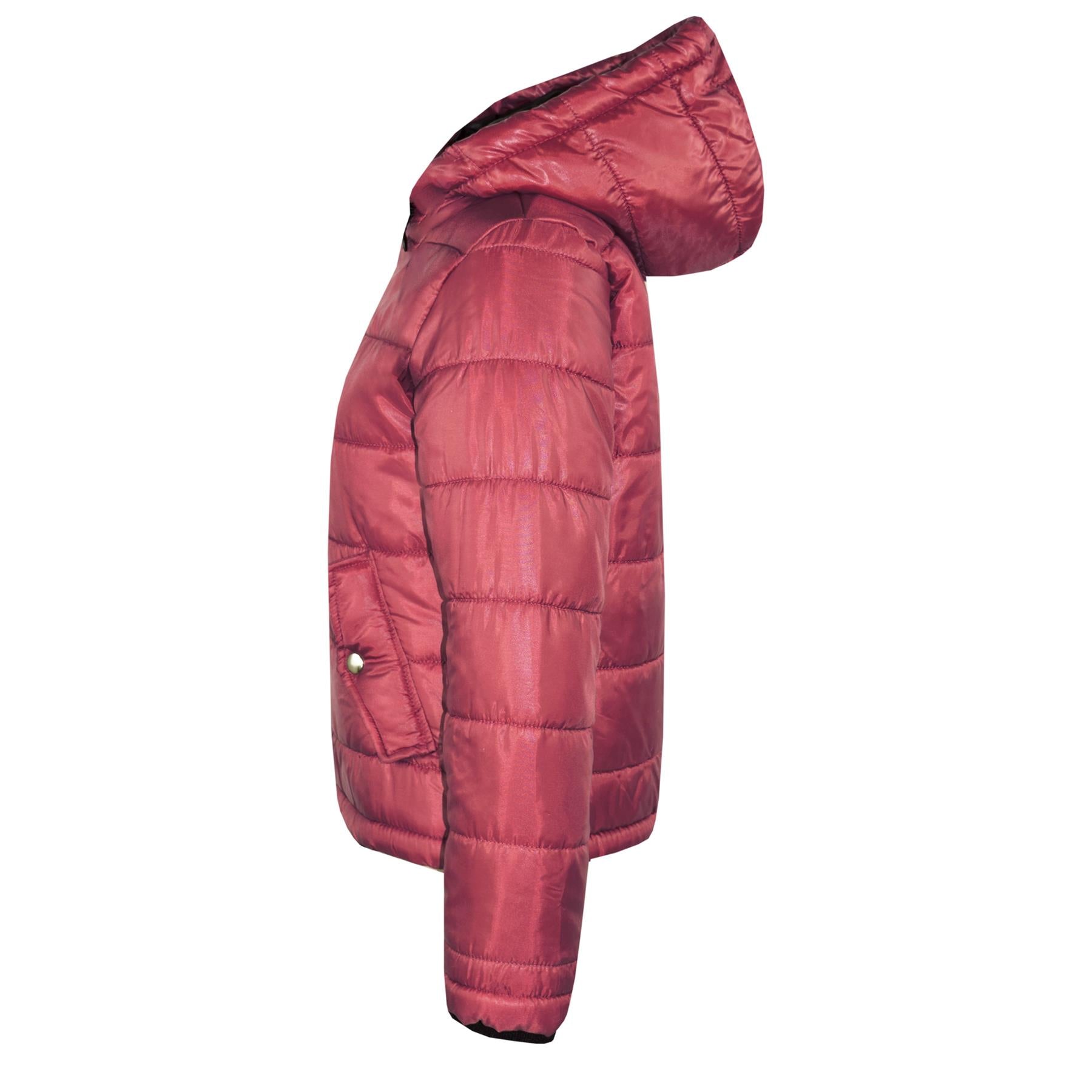 Kids Girls Wine Bella Hooded Padded Jackets - Kids Clothing Store