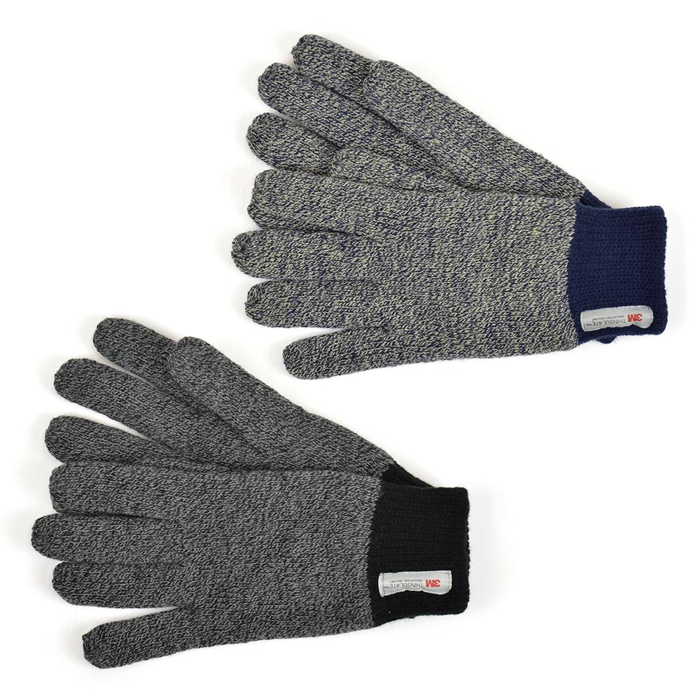 Mens Thinsulate Gloves Winter Warm Soft Gloves Mens Fleece Lined Knitted Mittens