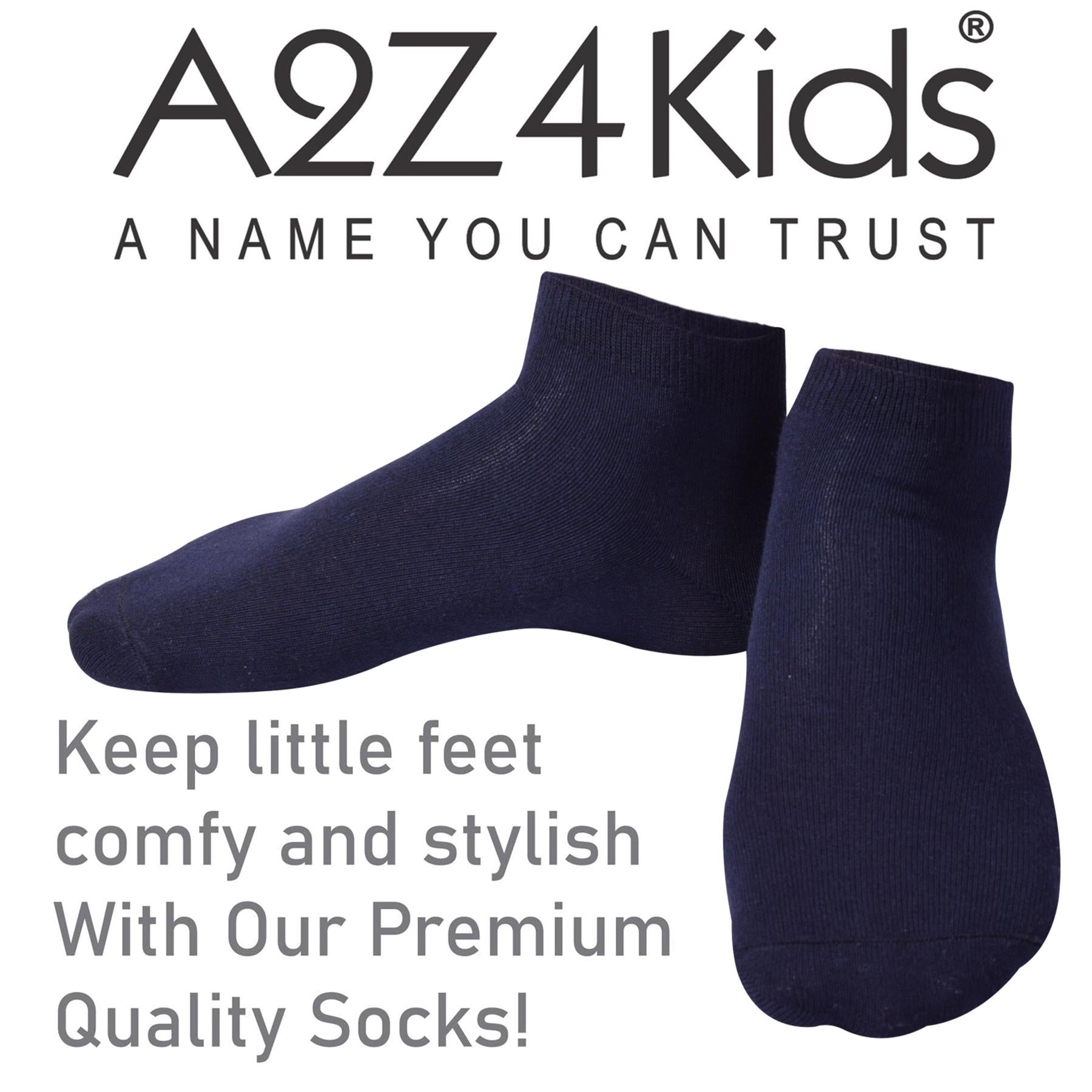 A2Z 4 Kids Girls Boys Socks 6 Pack Plain Ankle Cotton Back to School Socks