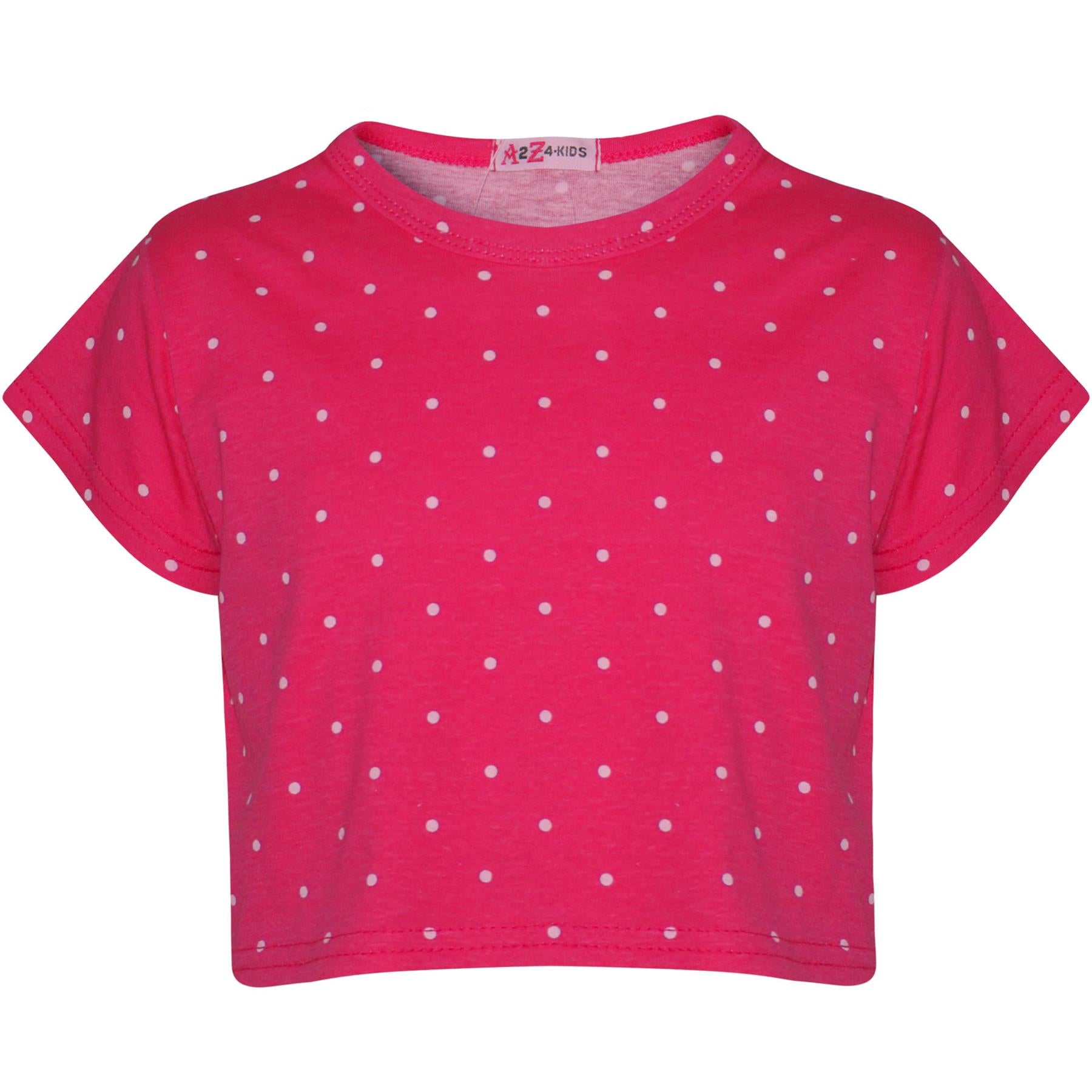 Kids Girls Crop & Shorts Polka Dot Print Fashion Top Summer Outfit Set 5-13 Year