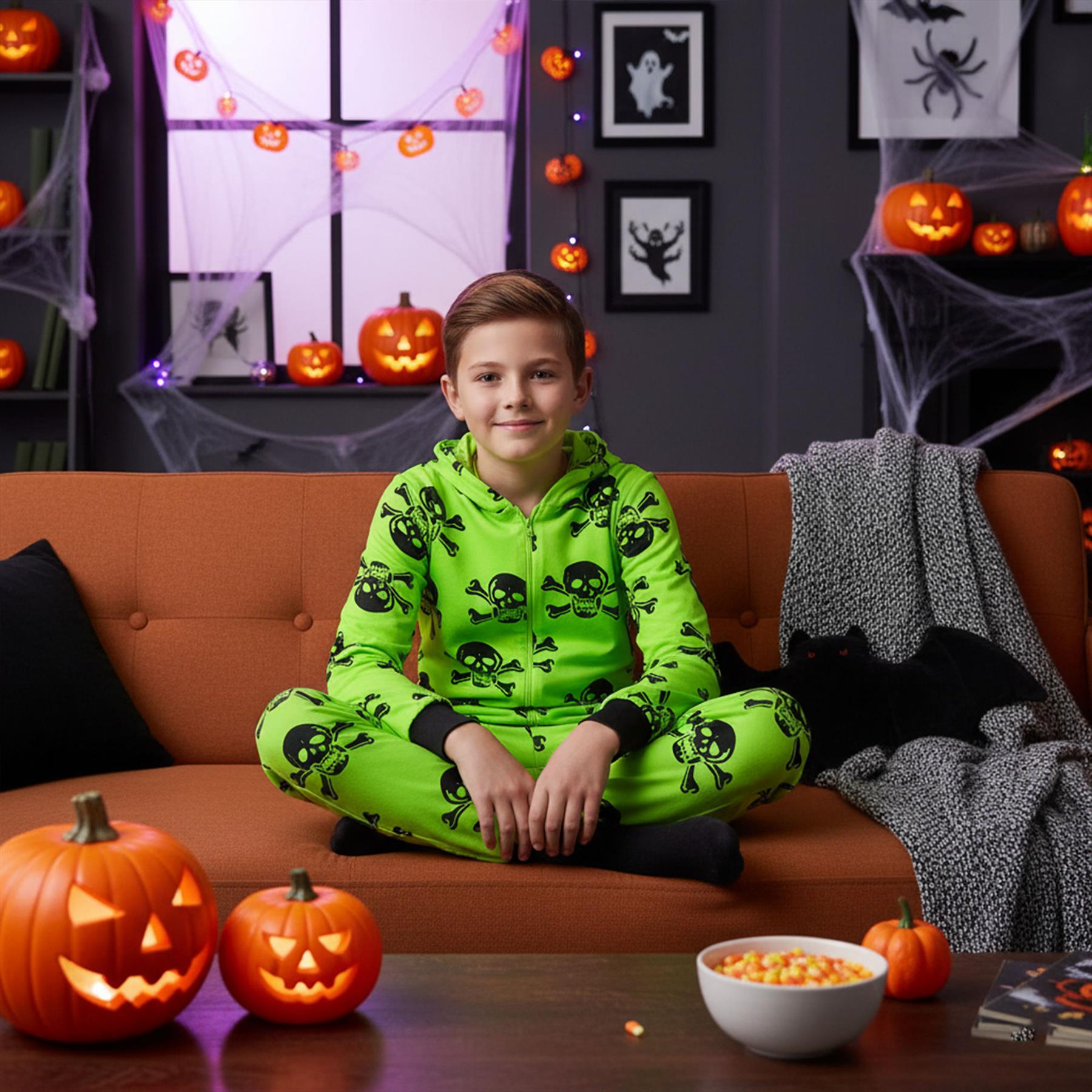 Kids Girls Boys One Piece Halloween Print Onesie