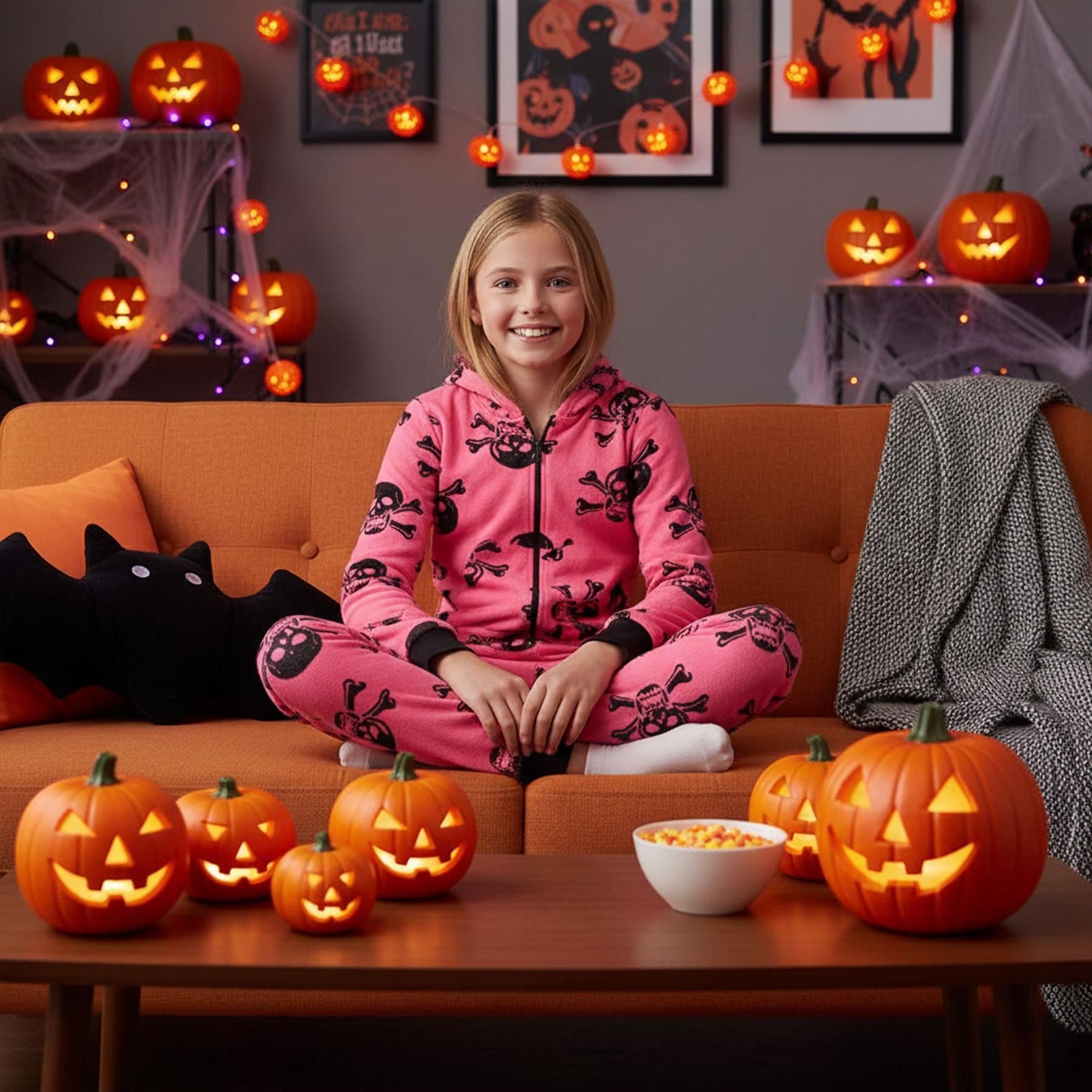 Kids Girls Boys One Piece Halloween Print Onesie