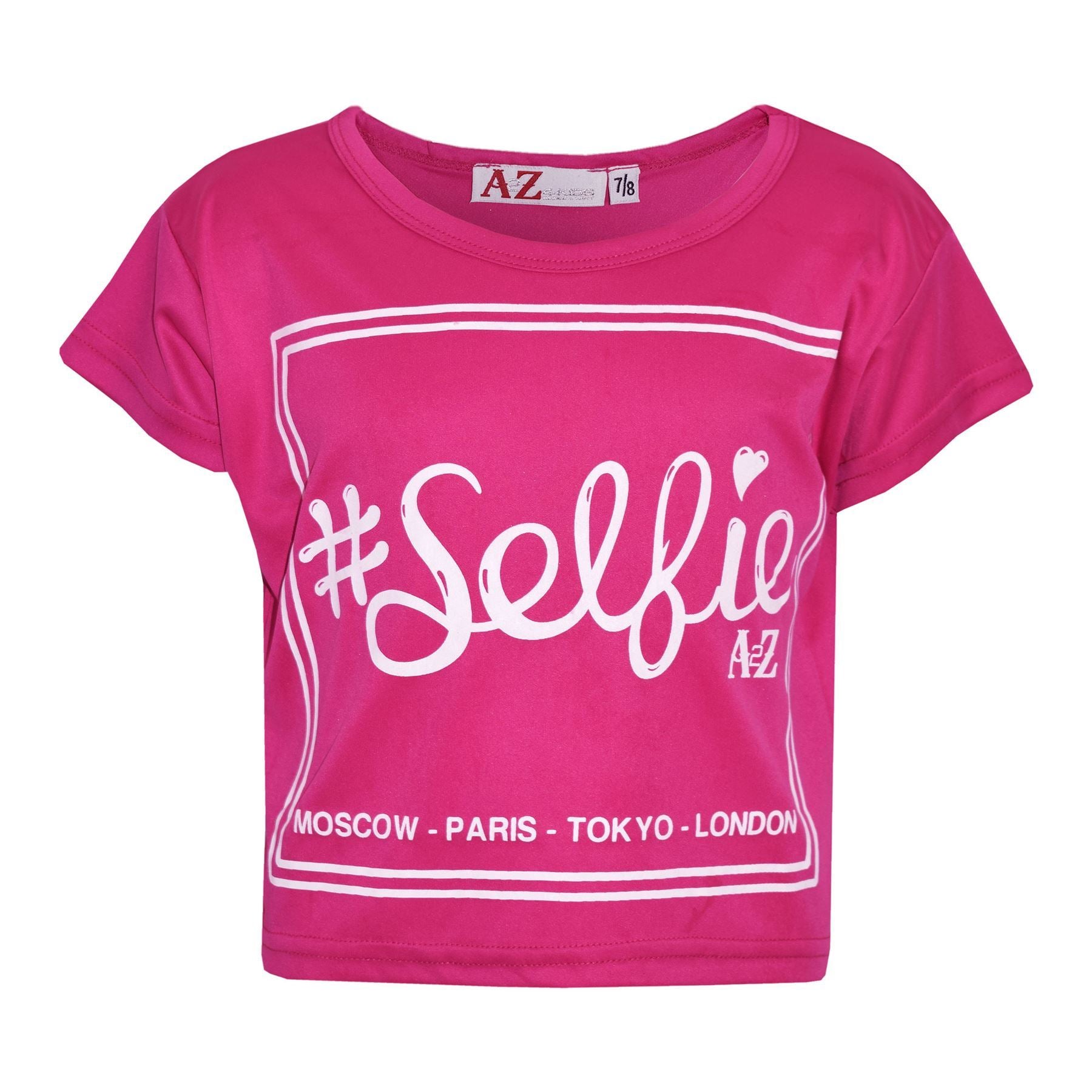 Girls Top Kids #Selfie Print Stylish Crop Top & Fashion Legging Set 7-13