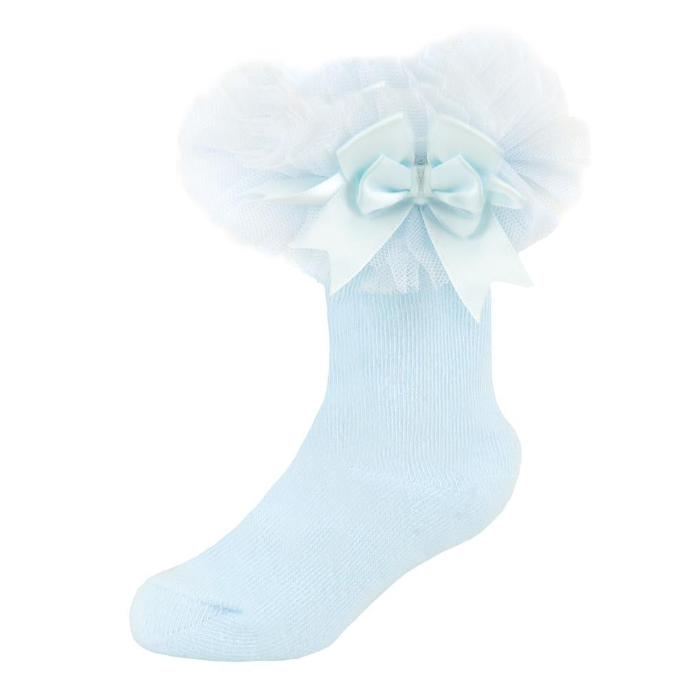 Infant Toddler Baby Girls Tutu Socks with Bow Frilly Cotton Newborn Socks