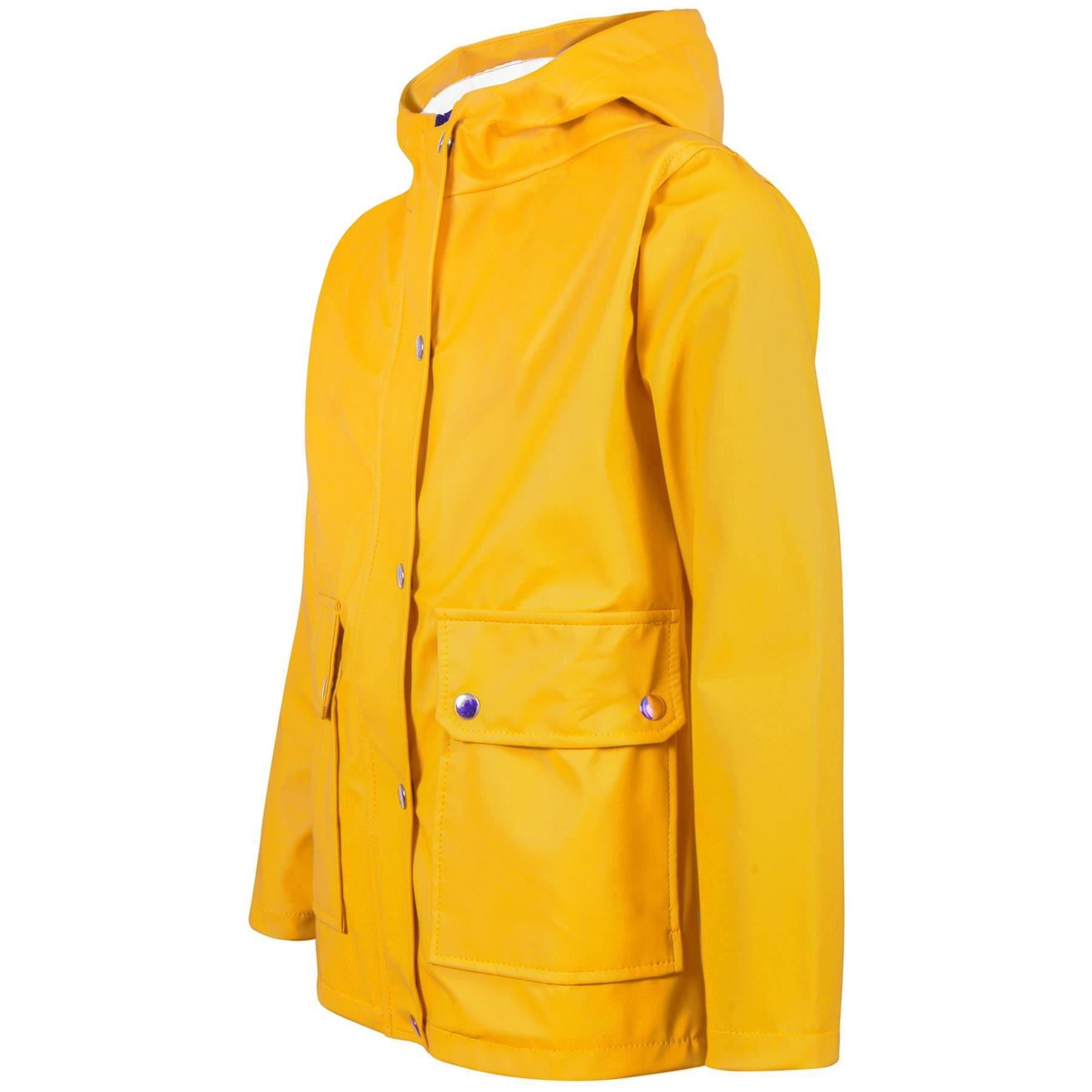 Girls Boys PU Raincoat Jacket Yellow Waterproof Coat