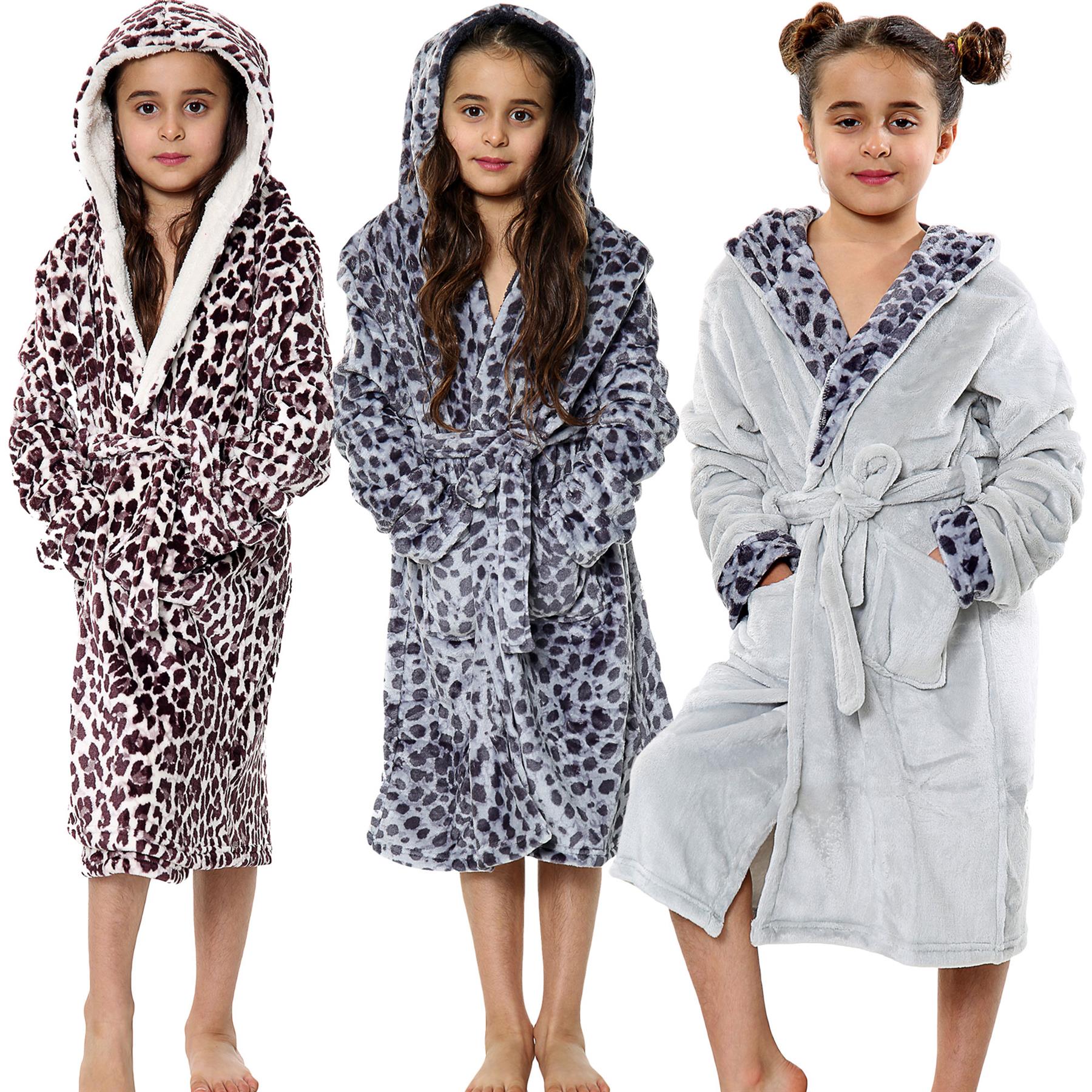 A2Z 4 Kids Soft Leopard Print Bathrobe Dressing Gown