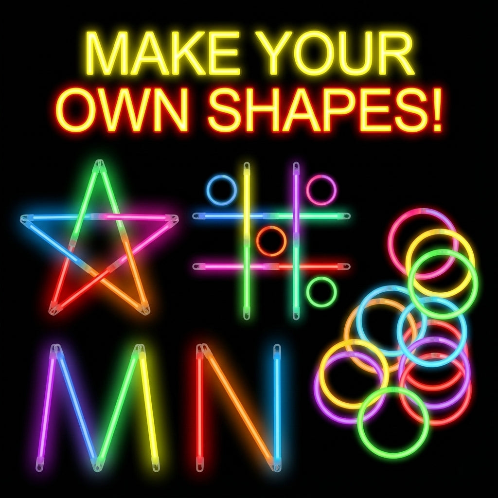 A2Z Glow Sticks 100 Pack Multi-Colour 8" Light Sticks with Connectors Party Glow