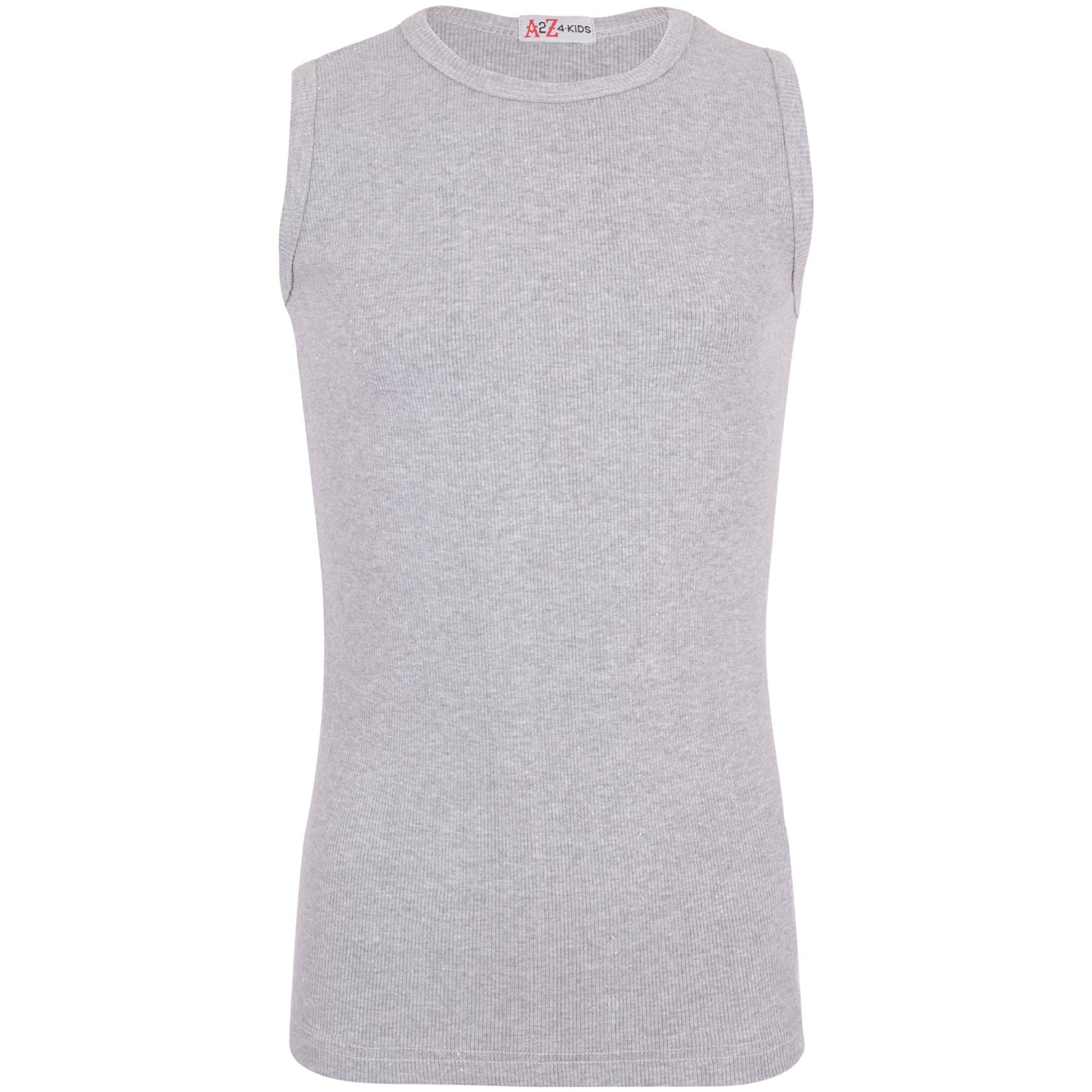 Kids Girls Ribbed Vest Top 100% Thick Cotton Fashion Tank Tops T Shirt 2-13 Year