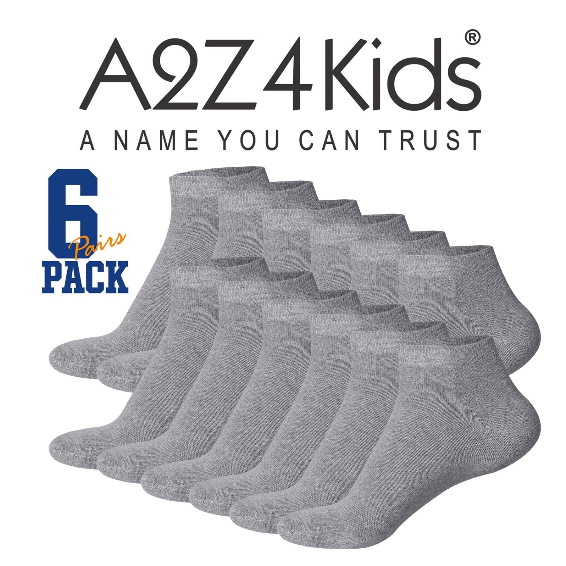 A2Z 4 Kids Girls Boys Socks 6 Pack Plain Ankle Cotton Back to School Socks