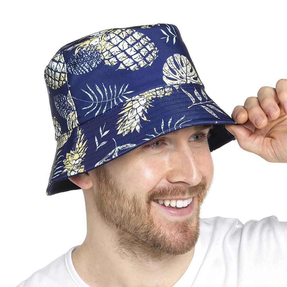 Mens Reversible Bucket Hat Summer Foldable Polyester Sun Protection Hiking Hat