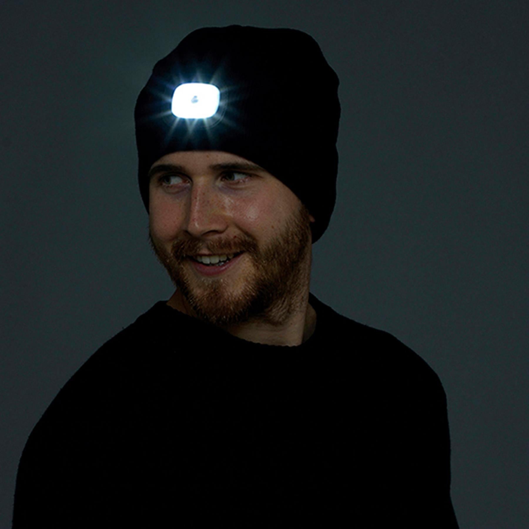 A2Z Mens LED Hat Thinsulate Knitted Beanie Light Up USB Rechargeable LED Caps