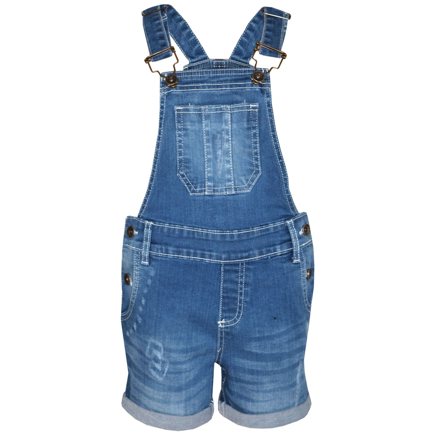 A2Z 4 Kids Girls Shorts Dungaree Denim Ripped Jeans All In One Jumpsuit Playsuit