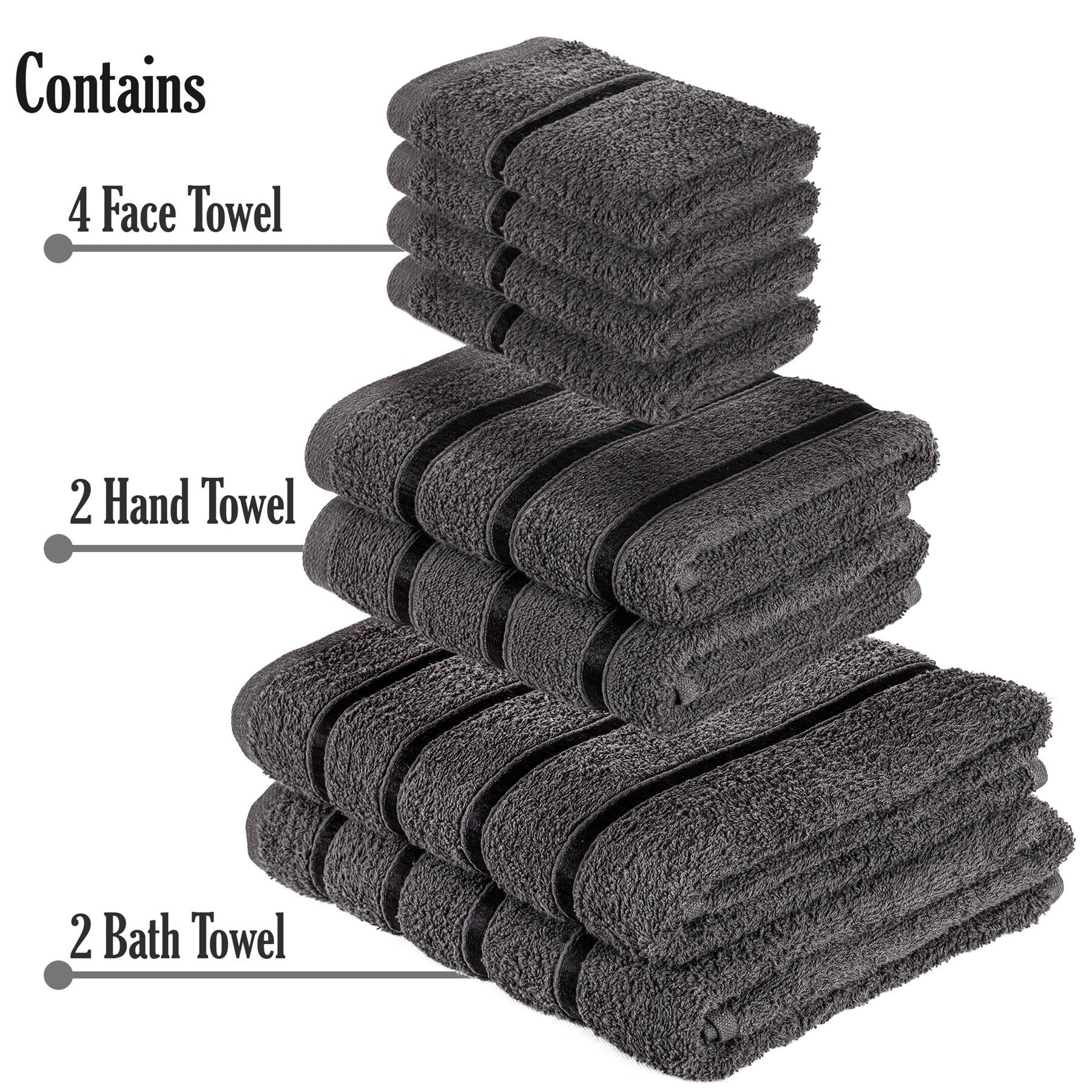 Luxurious 10 Piece Towel Bale Set 2x Bath Towels 4x Hand Towels 4x Face Towels