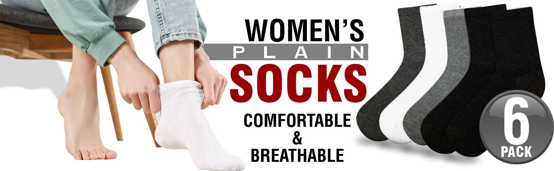 Ladies Cotton Rich Plain Socks Pack Of 6 Luxurious Soft Socks For Women