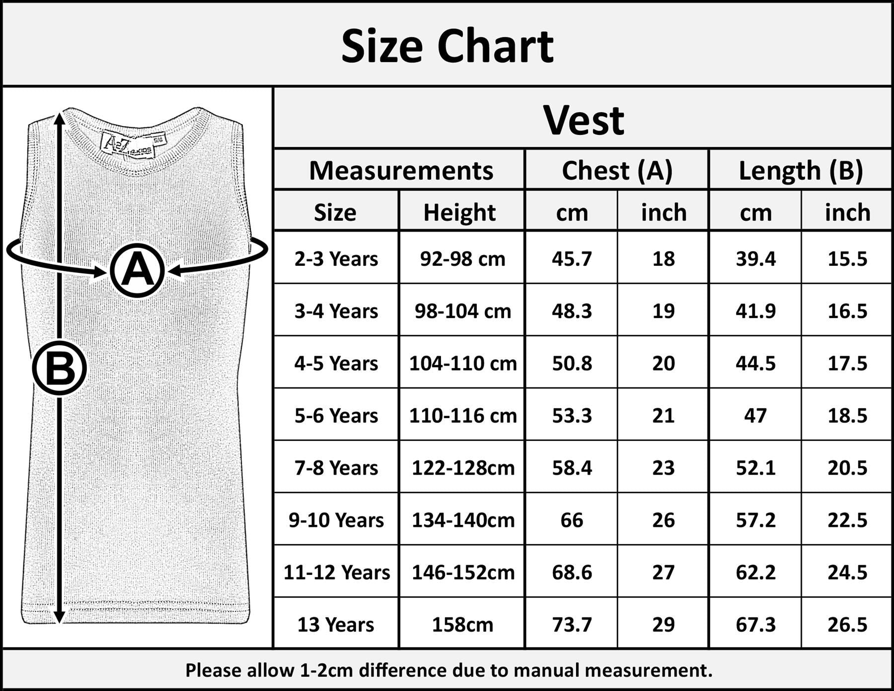 Kids Girls Boys Childrens Vest Top Tank Top Fitted 100% Rich Cotton 2-13 Years