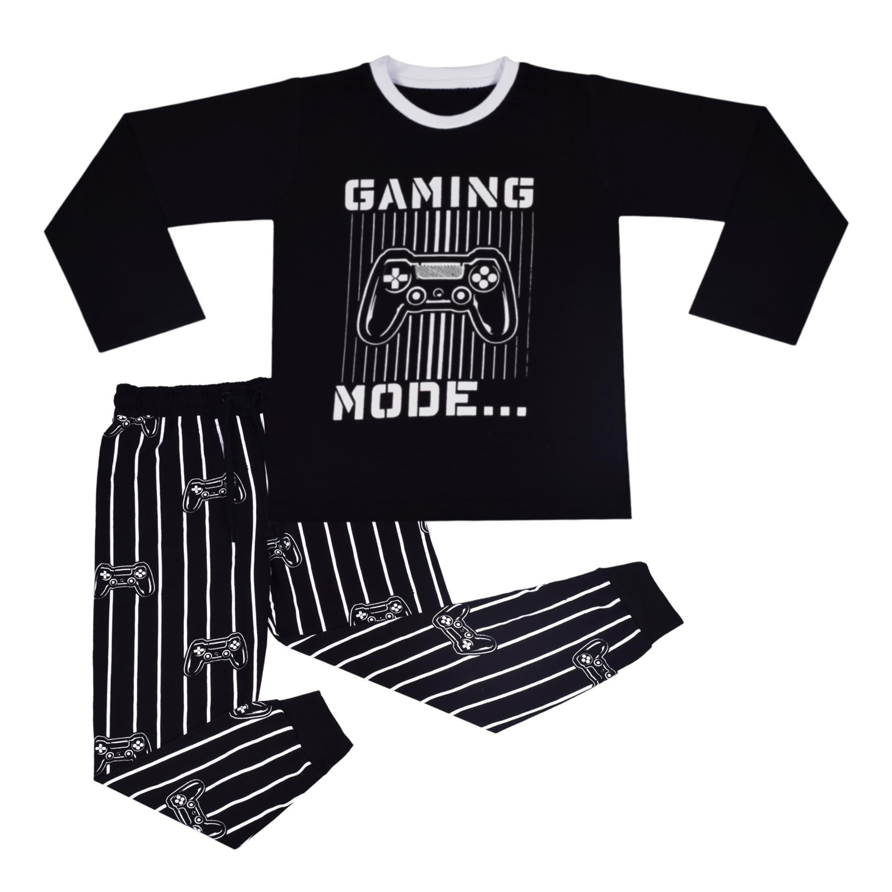 A2Z 4 Kids Gaming Mode Black Pyjamas Contrast T Shirt Sleepwear Pyjama Set