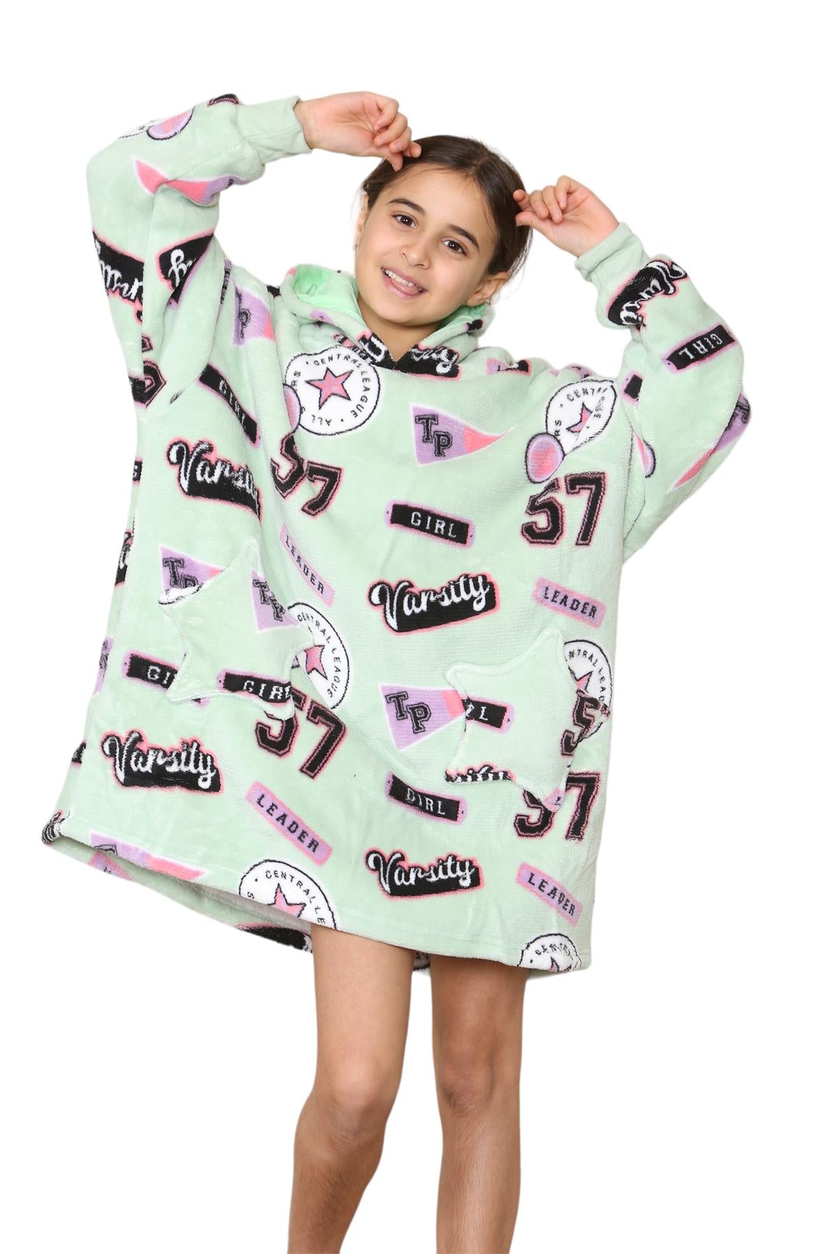 Kids Girls Boys Ultra Soft Oversized Hoodie Snuggle Plush Sherpa Fleece Lining