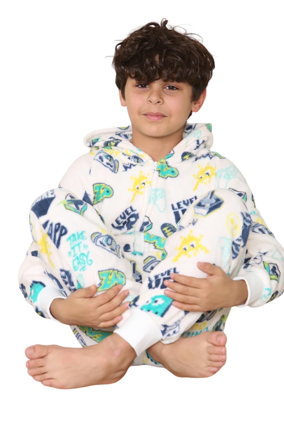 A2Z Kids Level Up Print Onesie Pyjama Sets for Boys and Girls Childrens Jumpsuit