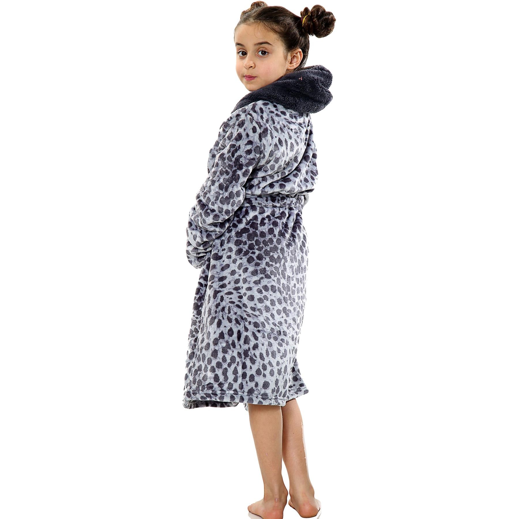 A2Z 4 Kids Soft Leopard Print Bathrobe Dressing Gown