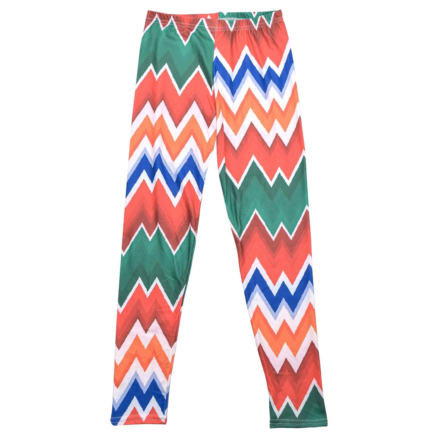 Kids Girls Legging Chevron Printed Summer Trendy Fashion Stretchy Dance Bottoms