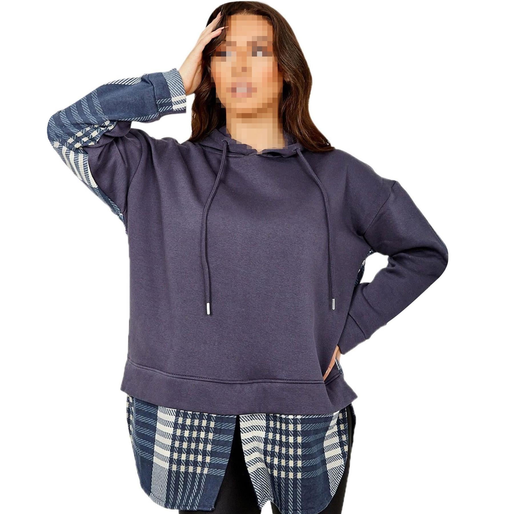 Womens Fleece Check Print Hooded Jackets